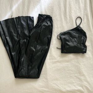 Black faux leather set